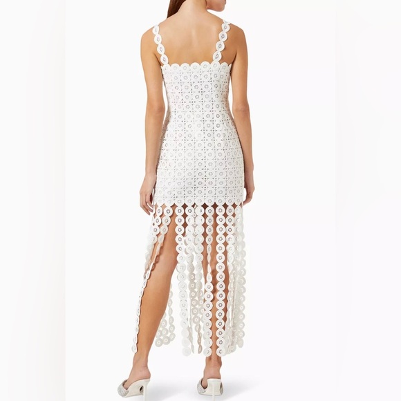 Jonathan Simkhai Jaycee Lace Fringe Midi Dress in White - Picture 2 of 15